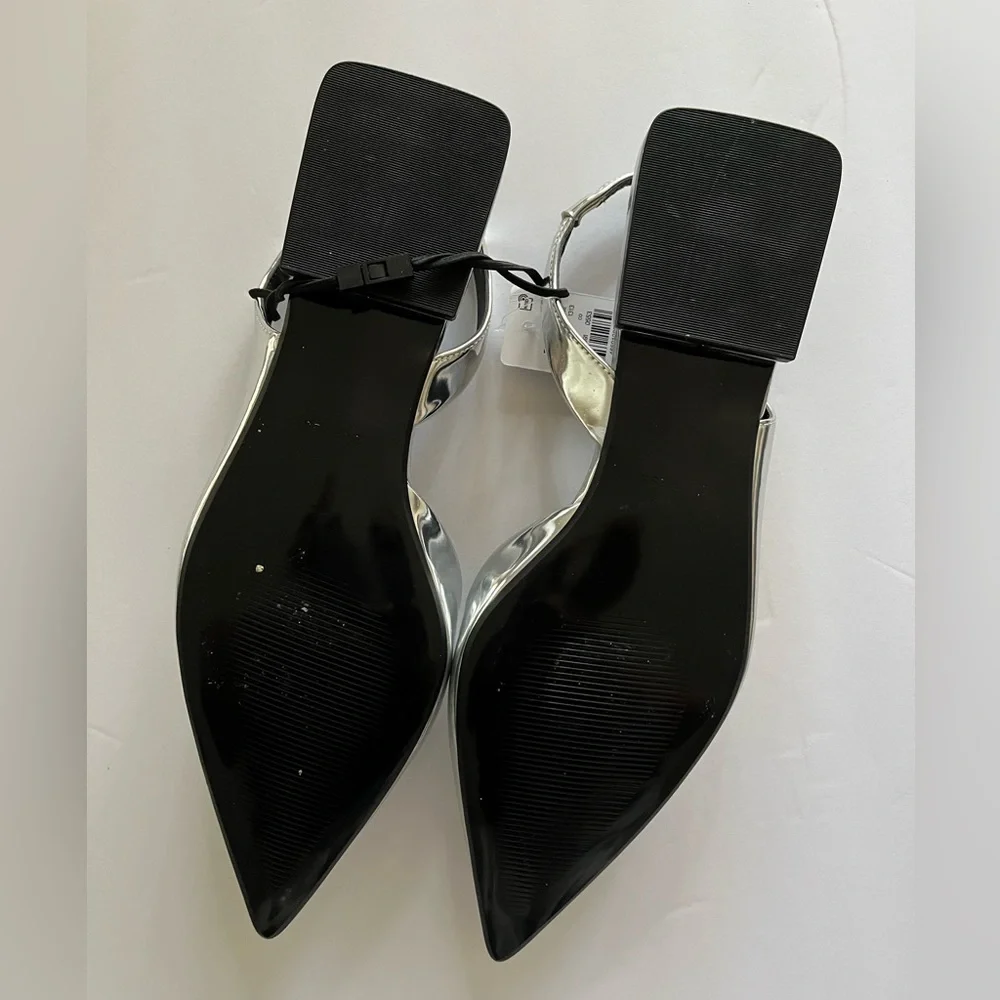 Express Sliver Pointed Toe Sling Back Flats NWT